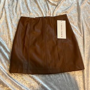 NWOT Faux Leather Mini Skirt Brown Tinseltown